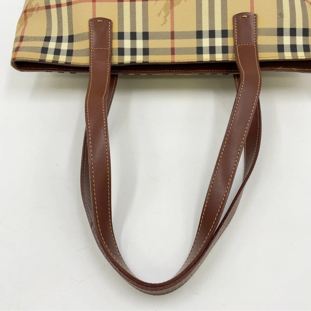 Auth Burberry Beige Nova Red Check Tote Bag Nylon and Burberry dust bag - Picture 10 of 17